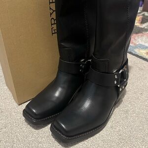 Frye Black Leather Heeled Boots